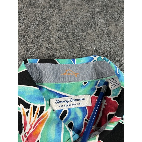 Tommy Bahama Mens Large Short Sleeve Button Up Shirt Veracruz Cay Tropical Leaf - Picture 4 of 6